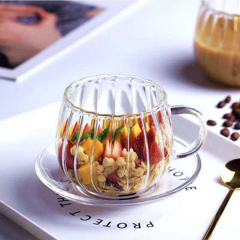 单层耐热南瓜杯带把玻璃透明牛奶果汁杯喝水杯子