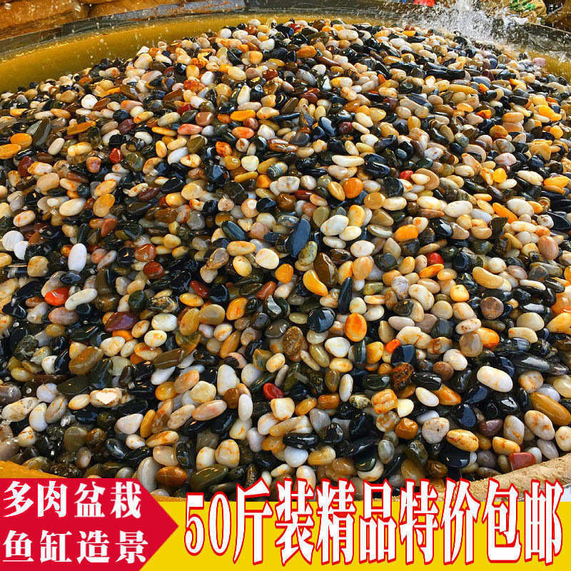 鹅卵石原石天然花盆栽鱼缸装饰鹅软石子庭院铺路专用五彩小石头