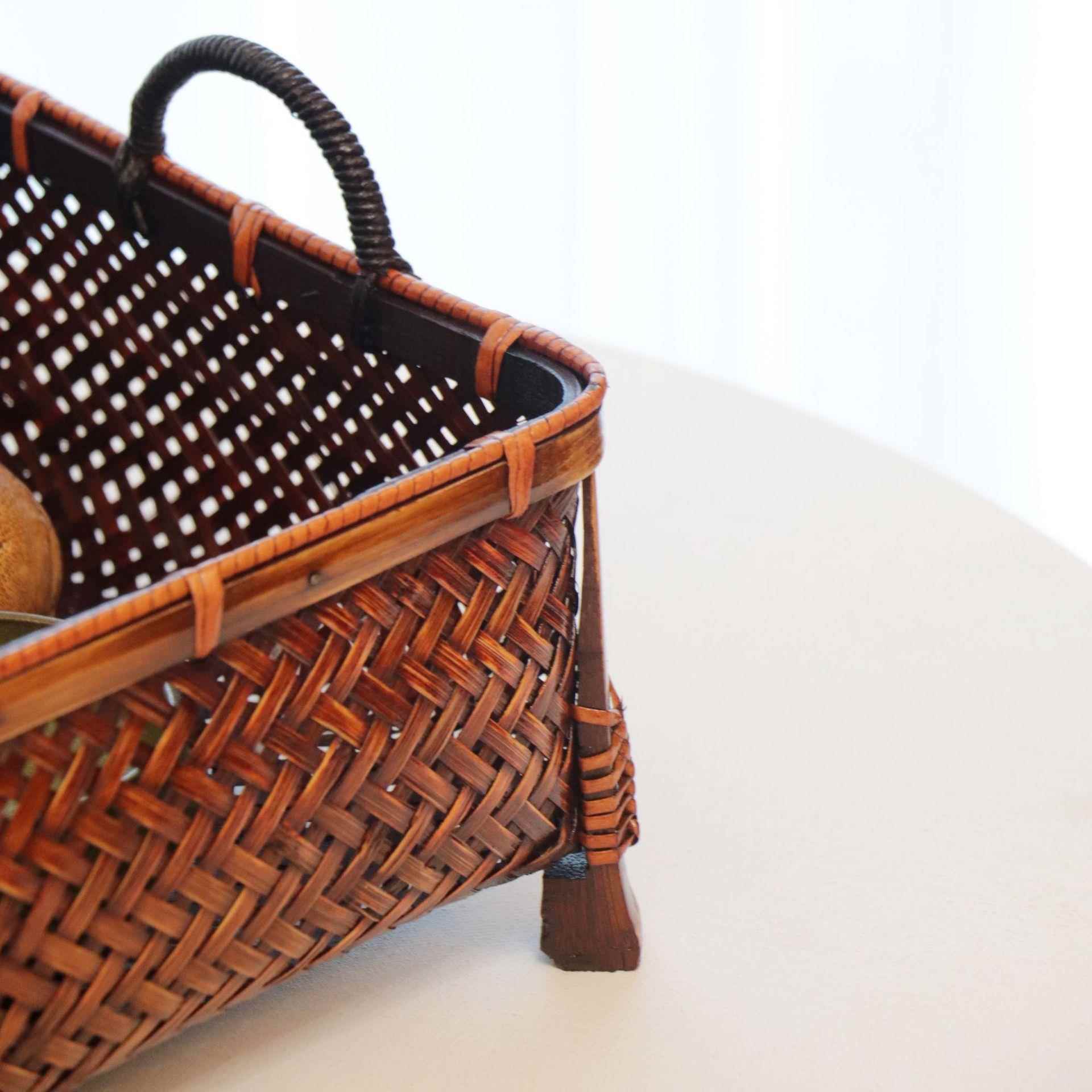 方形竹编筐收纳盒水果竹篮子工艺竹制品竹子果盘干果篮茶具盒