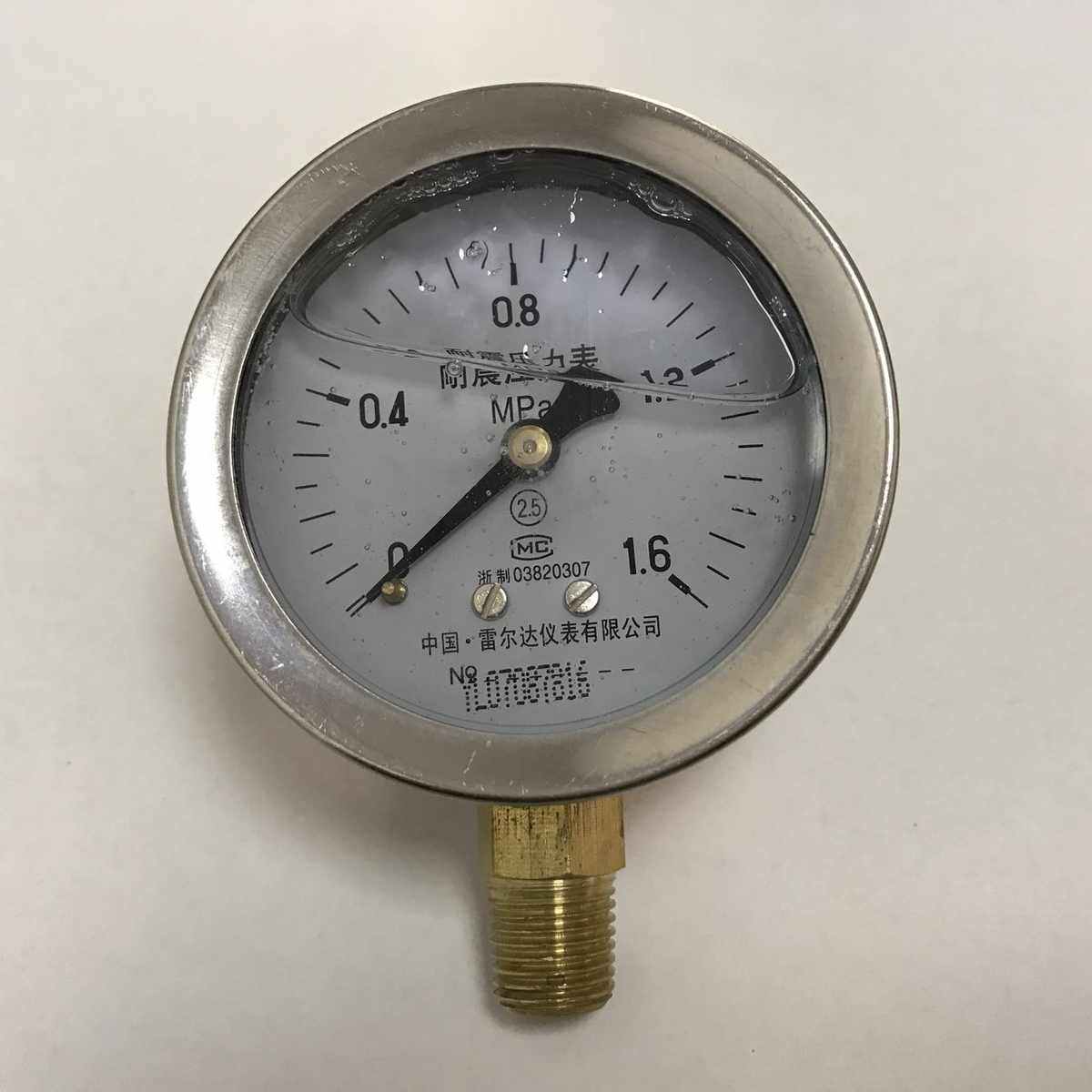 。雷尔达耐震压力表 YN-60 0-1.6MPA 2分外螺纹 外壳直径62mm-69m