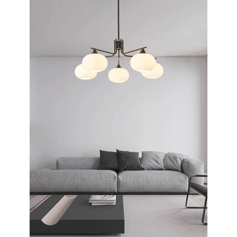 全铜法美式轻奢柿子吊灯主孟菲斯客厅主北欧现代简约风中古奶油复