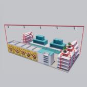 市超商便场中厅货架利店收银台服642务区中厅货架干果店食品示展