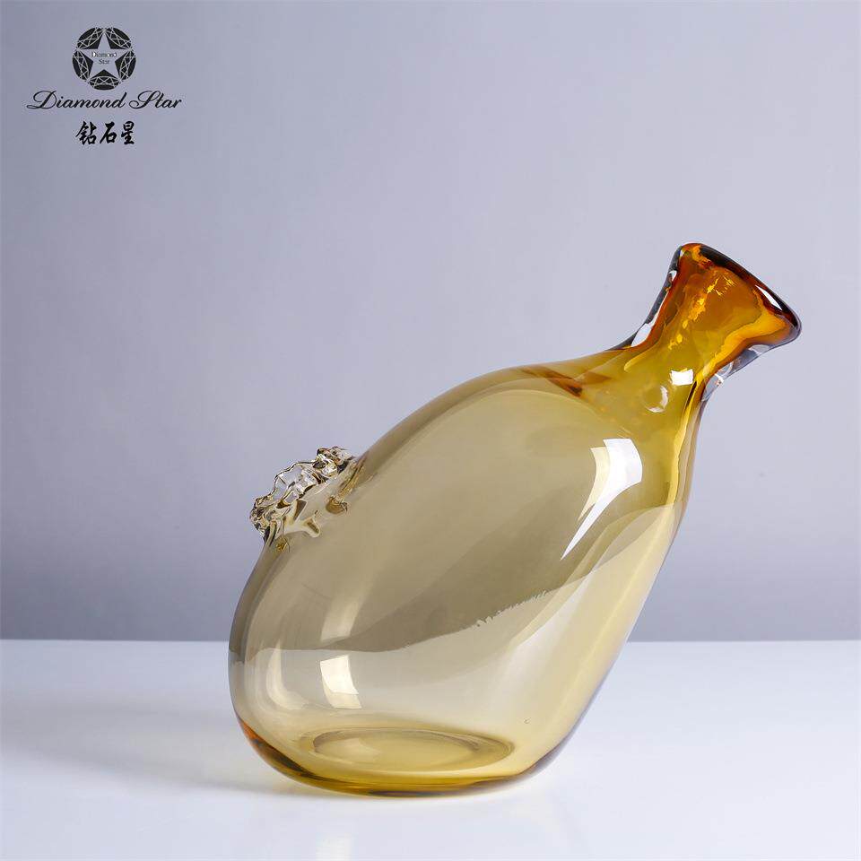 钻石星彩色手工玻璃花瓶现代轻奢家居设计花器百搭