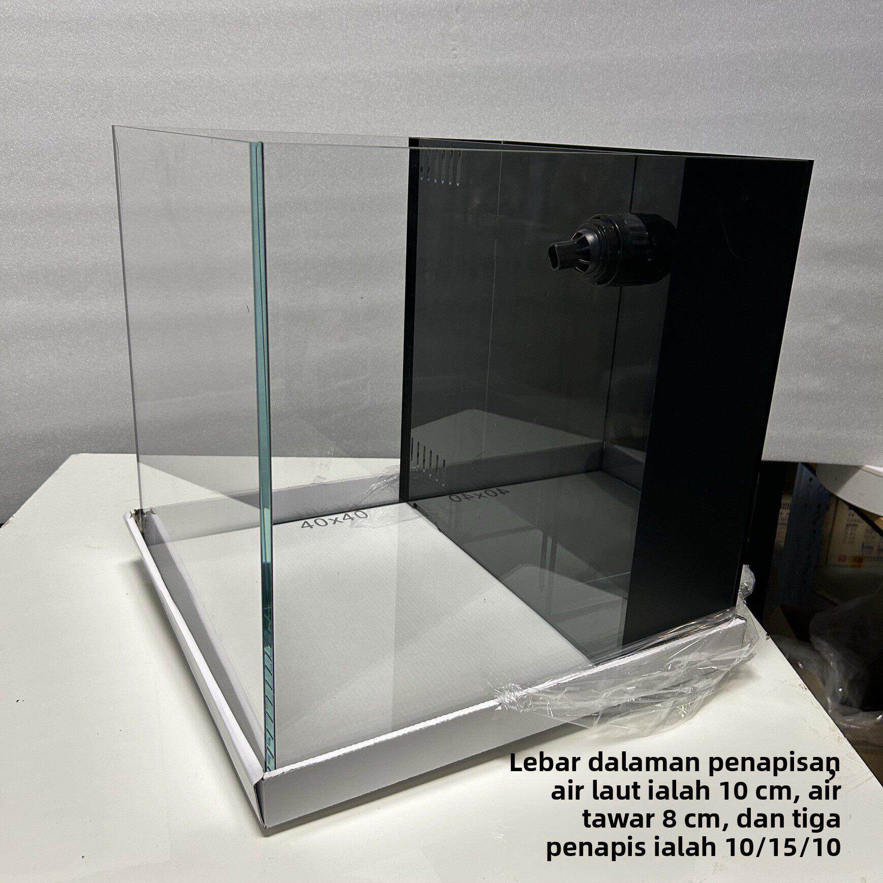 海水40方黑胶水切玻璃鱼梳金晶五线超白生态鱼缸专业水族箱黑玻璃