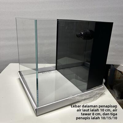 海水40方黑胶水切玻璃鱼梳金晶五线超白生态鱼缸专业水族箱黑玻璃