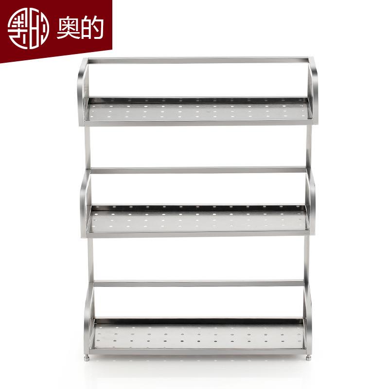 的厨房用奥品不收锈钢置物架调料架三W3025W3层壁挂落地加纳架厚
