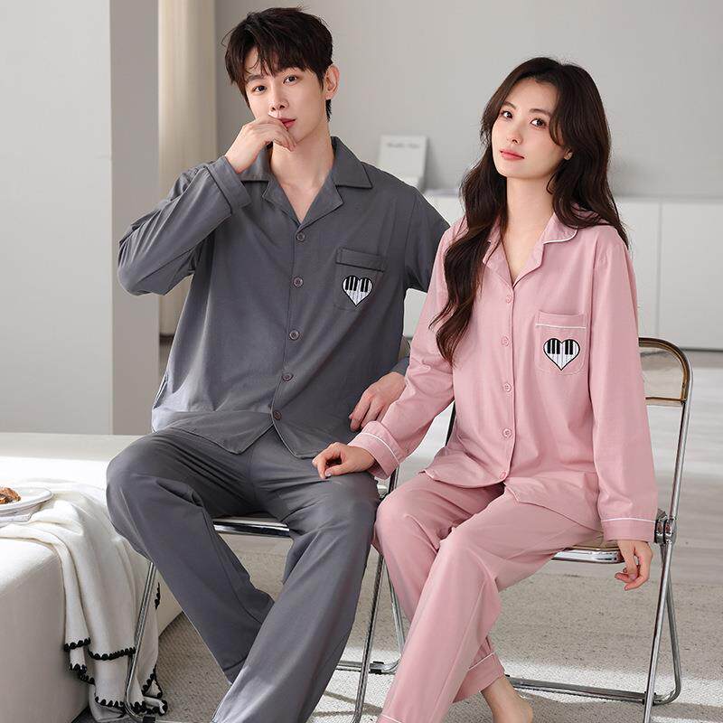 情侣睡衣女士春秋季拉架爽棉长袖男士开衫纯棉全棉家居服秋天套装