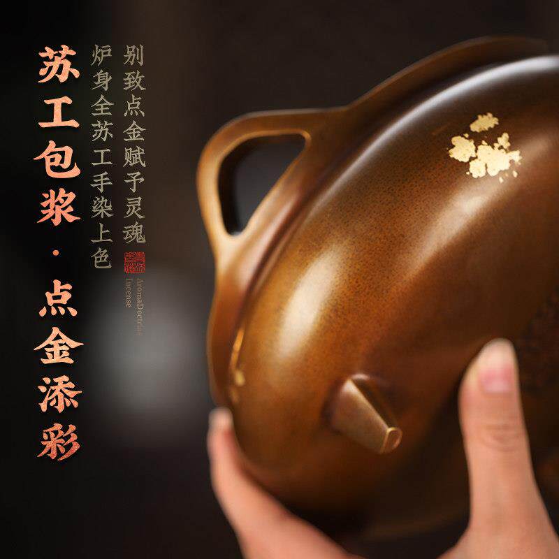 宣大苏工金耀号香炉家用供铜奉苏工环德双耳纯香炉上香香薰炉室内