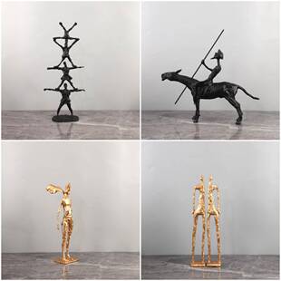 北欧创意抽象铸铁艺术人物雕塑摆件书房卧室电视柜售楼处家居饰品