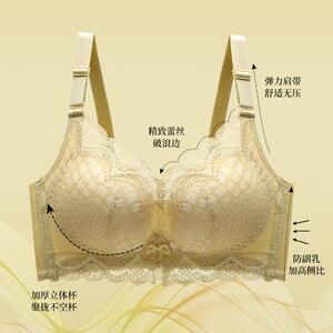 新款直销性感蕾丝优雅女人内衣加厚款小胸显大收副乳聚拢无钢圈调
