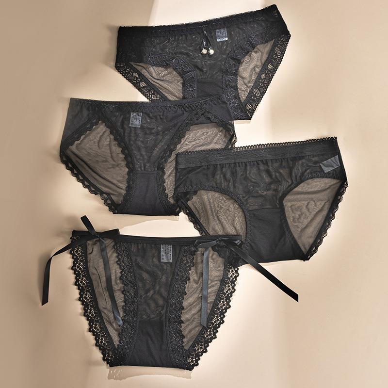 High-value lace black series soft mesh hollow girl