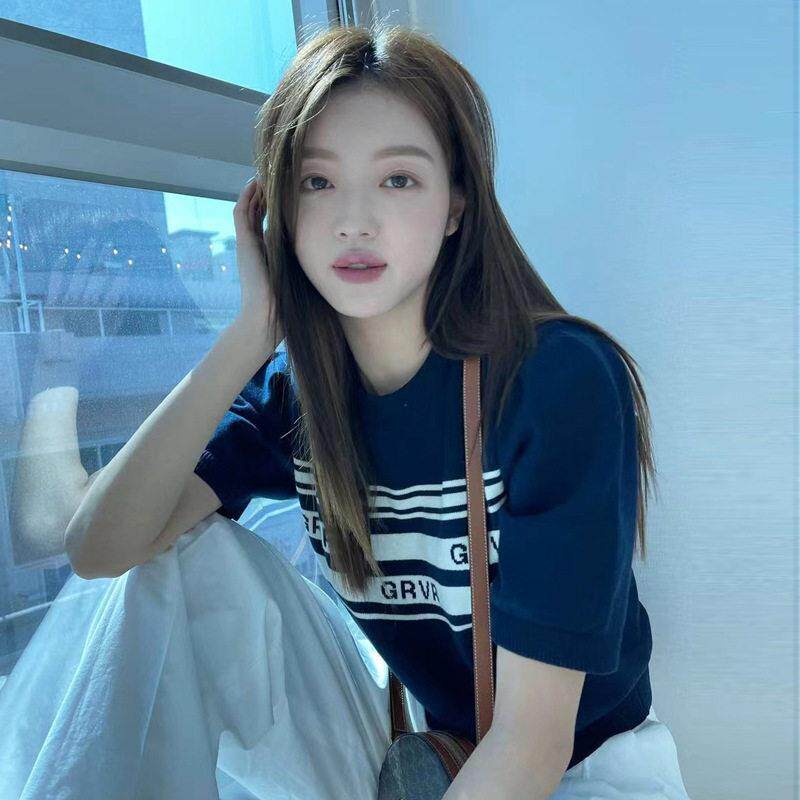 现~吴小姐韩国东大门 YooA柳同款短袖T恤高腰短款针织上衣女
