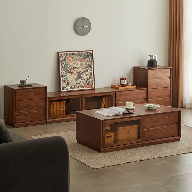 茶几电视柜组合轻奢客厅家用小户型全实木新中式卧室电视机柜整装