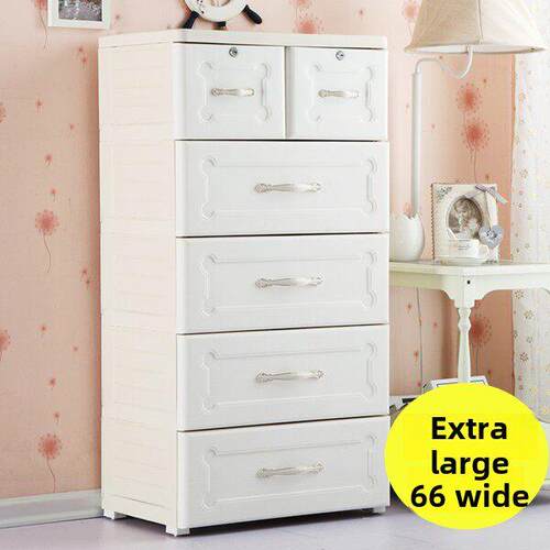 福强特大号塑料柜简约欧式收纳柜/抽屉式储物柜/五斗柜PP宝宝衣柜