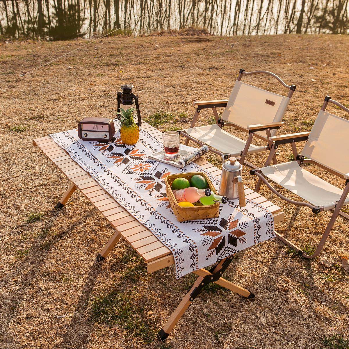 camping 户外露营蛋卷桌桌旗波西米亚风布艺桌子折叠桌桌旗桌布图片