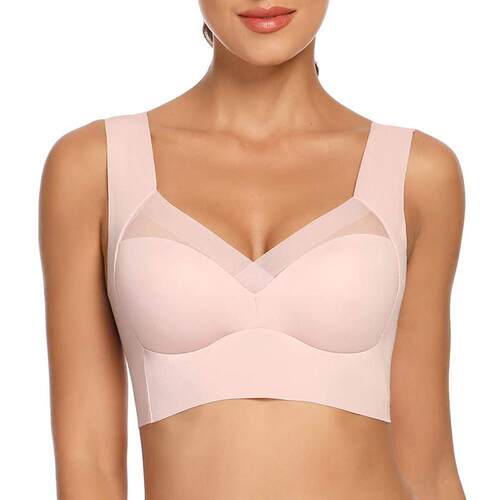 Seamless Wirefree Bras for Women Padded Back Smoothing Bra