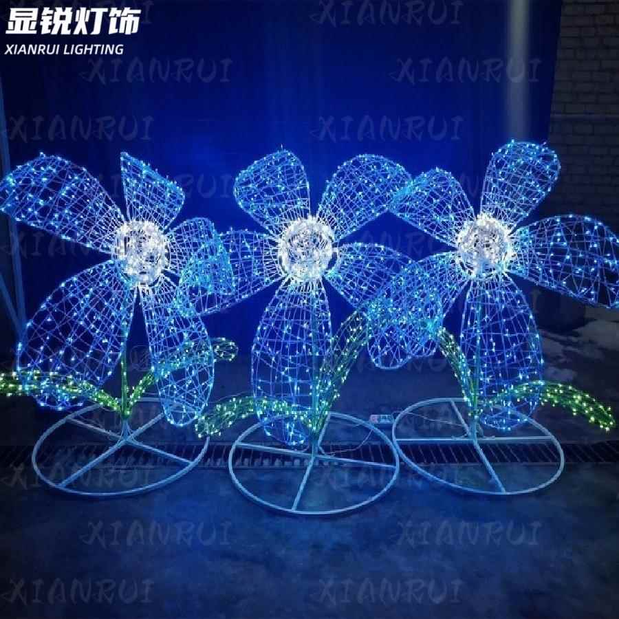 仿真户外铁制工艺花朵灯LED鲜花造型灯婚礼景观摆件布置礼堂装饰