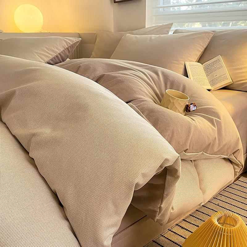 全棉磨毛四件套纯棉被套床单床笠三件套秋冬款床上用品床品裸睡