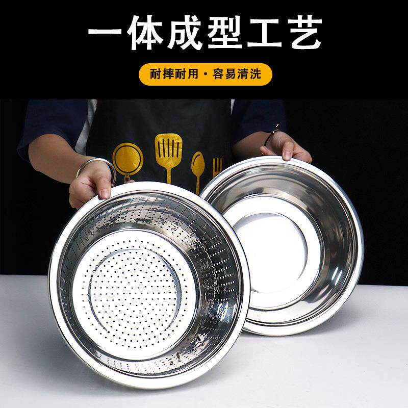 加菜厚不锈钢圆盆欧式房调料/缸厨家洗盆打蛋盆用和面盆汤盆沥水