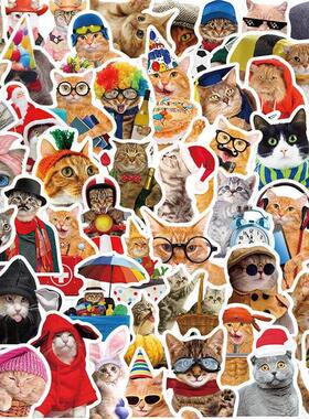 50PCS Cat MEME Funny Animals Stickers Vintage Toy DIY Kids N