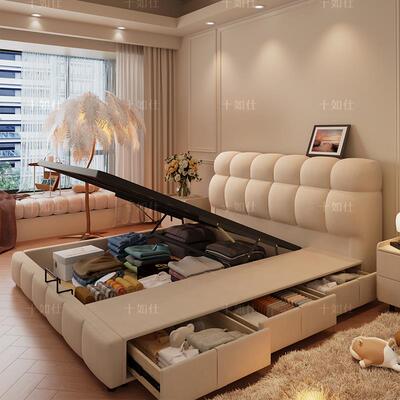 ?奶油大风人泡公主床2025新款主卧气双床网红实芙2321#高木软包储