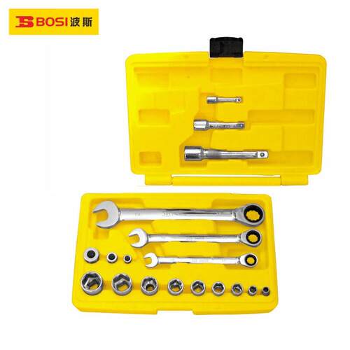 波斯工具（BOSI TOOLS）棘轮两用扳手套筒组套18PC BS401118