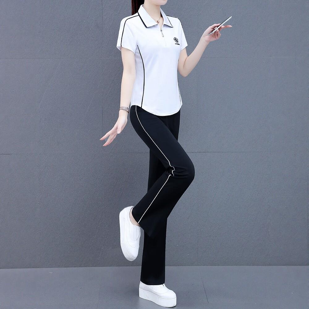 运动套装女夏2026新款时尚洋气凉感短袖冰丝大码运动服休闲两件套