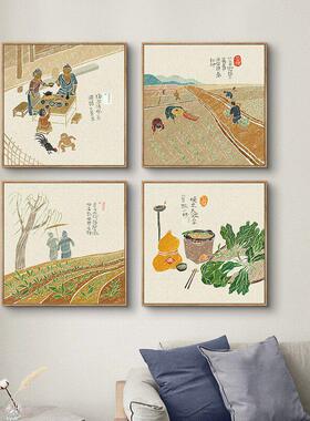 鳟鱼二十四节气餐厅壁画新中式墙客厅沙发背景墙装饰画餐厅挂画