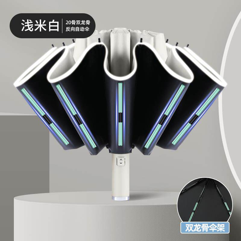 高档雨伞女晴雨两用大加固加厚结号实抗全自动载折风叠雨伞男车反