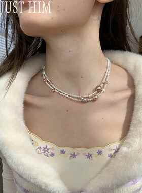 《米兰玫瑰》香槟粉色巴洛克天然珍珠双层项链