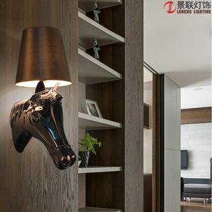 【马头壁灯创个性卧室床头灯客厅过道酒意吧KT】店V酒艺150术动