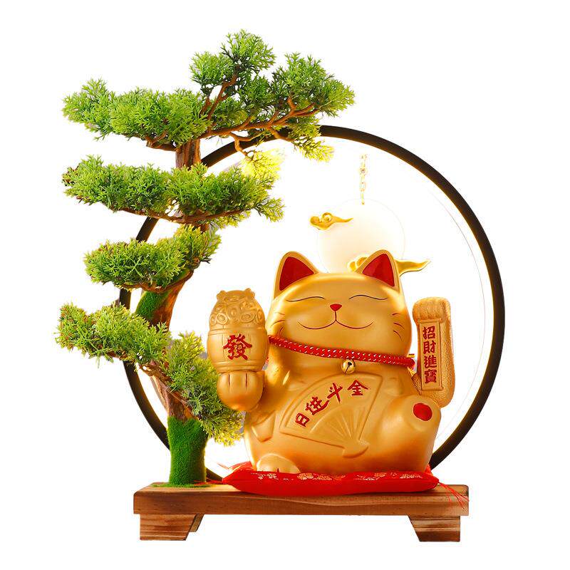新中式电动摇手招财猫摆件创意国潮礼品店铺开业收银台装饰品摆设