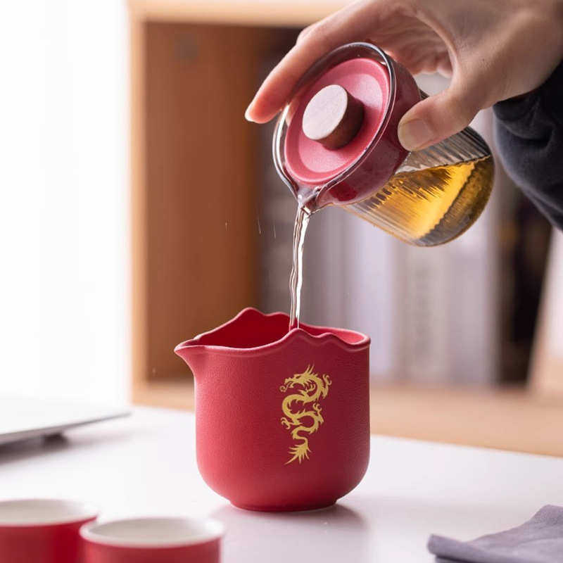 龙年如意快客杯便携式旅行茶具套装功夫一壶三杯户外泡茶器伴手礼