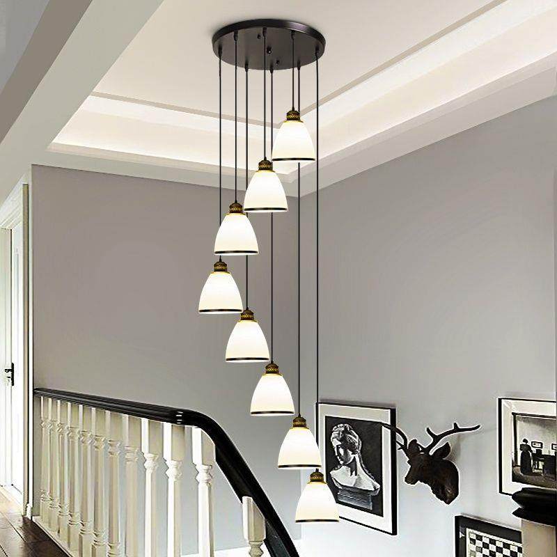 楼梯331长吊现代灯简约t复式楼梯间水晶美式轻别墅高层旋奢转Lof