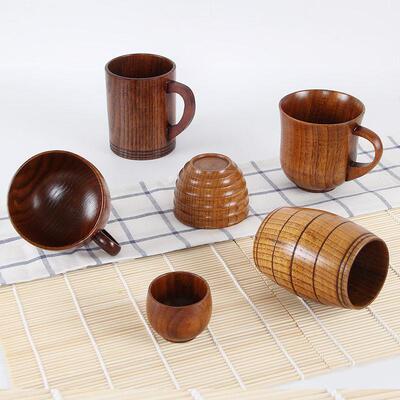 9 Styles Jujube Wooden Handmade Water Coffee Mug Cup Tea Bee