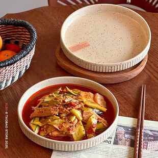 泼墨盘ins风餐具陶瓷盘子家用炒盘子高级感一人食西餐牛排义大利