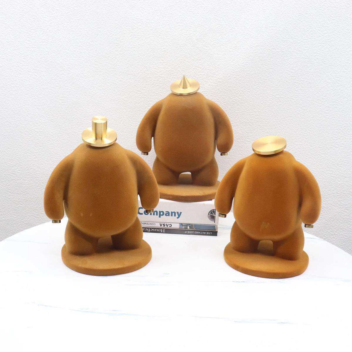 现代板简约多胖色抽象人雕塑样房子人居摆-件金属树家脂软装饰品