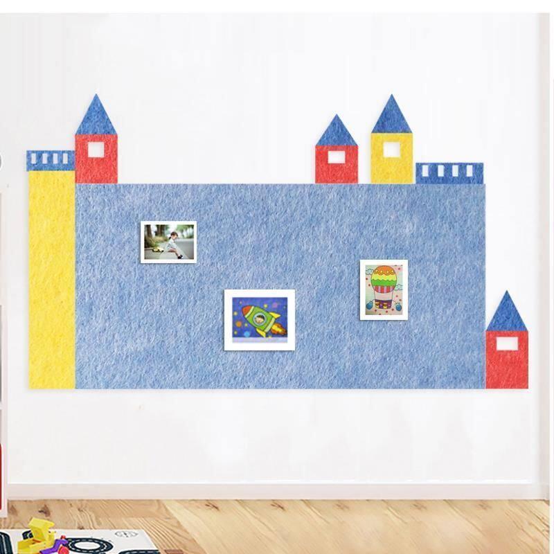 自粘毛毡教室作品展示墙贴毛毡板幼儿园环创城堡家用儿童启蒙装饰