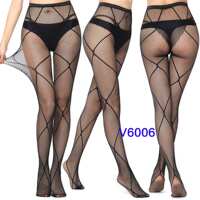 3-Pack Women's Lace-Pattern Fishnet Tights Black Fishnet thumbnail 4