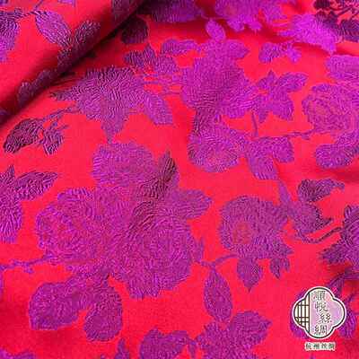 新款真丝旗袍面料织锦缎真丝提汉花面料服唐TYF装民风族宋锦布料