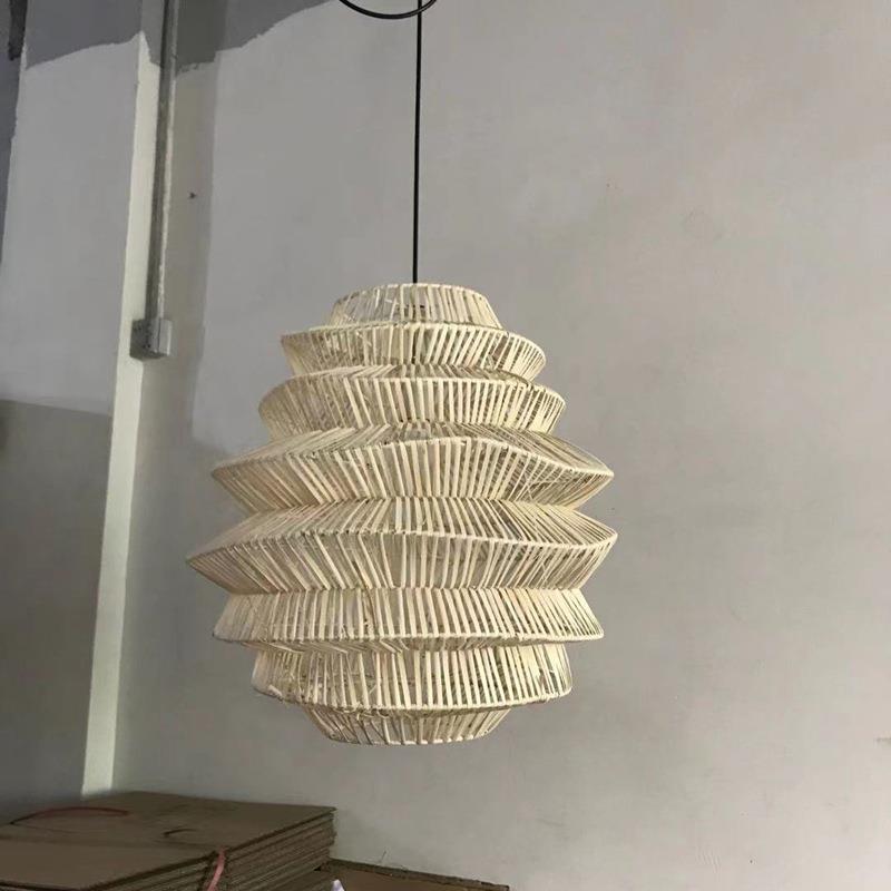 手工编织编藤咖啡厅装饰灯具吊灯新中式仿古创意笼茶室餐厅竹编灯