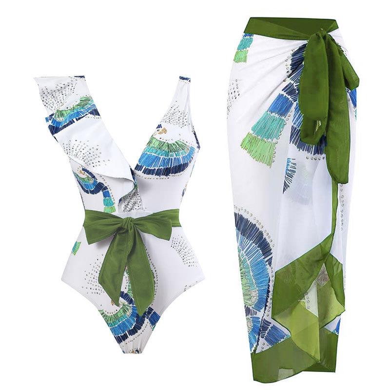 swimsuit two-piece skirt wrap sexy slim straps irregular