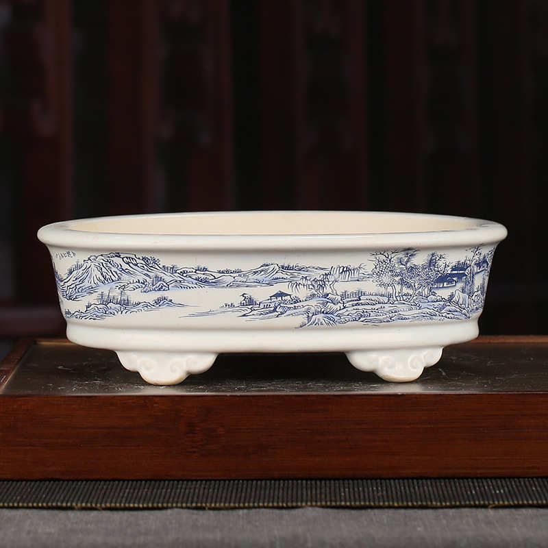 彩绘批发圆形紫砂多肉花盆阳台文竹厂家直销落地花盆盆景yzch08