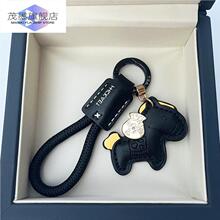 汽车钥匙扣高端精致高级感马上有钱手工牛皮革挂件简约个性男女情