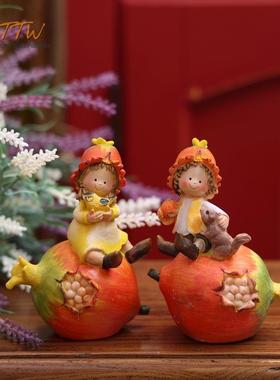 美式乡村小石榴仙子卡通客厅橱窗花园庭院玄关装饰摆件情侣送礼品