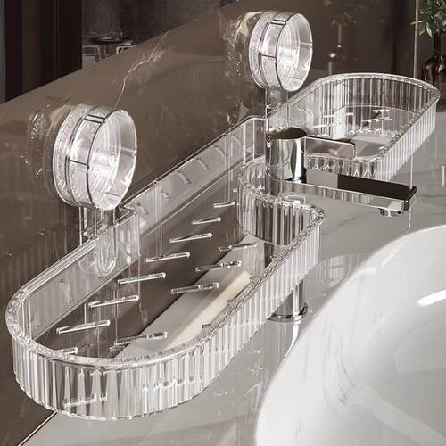 Suction Cup Bathroom Organizer No-Drill Faucet Shelf Toilet