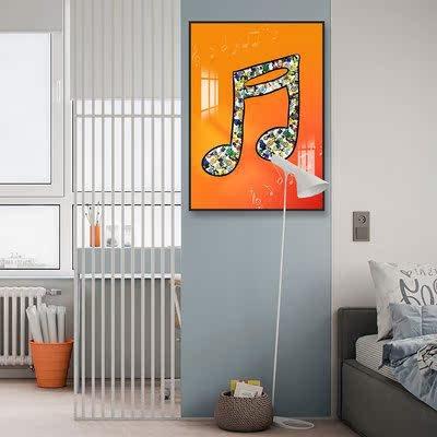 音符装饰画玄关走廊晶瓷挂画琴房现代简约轻奢风音乐落地大画竖版