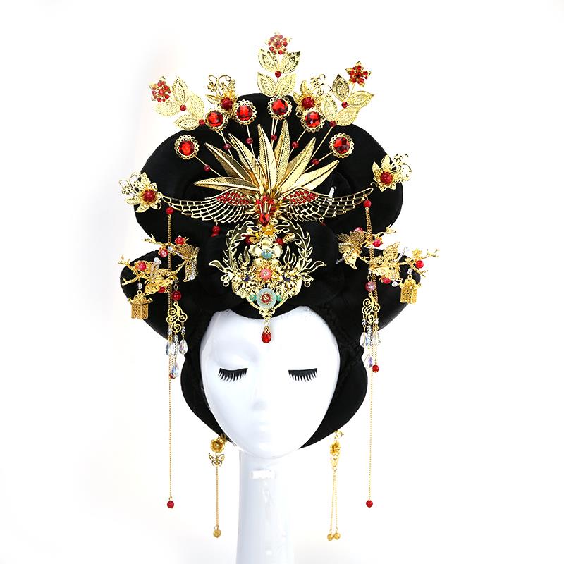 高档套古装武媚假发套装娘皇后反串贵妃造型整顶头贵妃头饰套品套