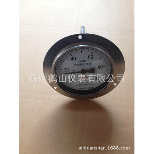 WSS401T供应双金属温度计轴向带边双金属温度计工业双金属