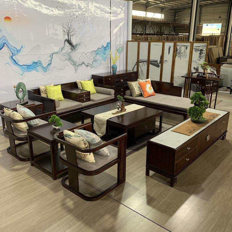 新中式木发RMS沙家具套装禅实意乌金妃木客厅组合罗汉床贵全屋